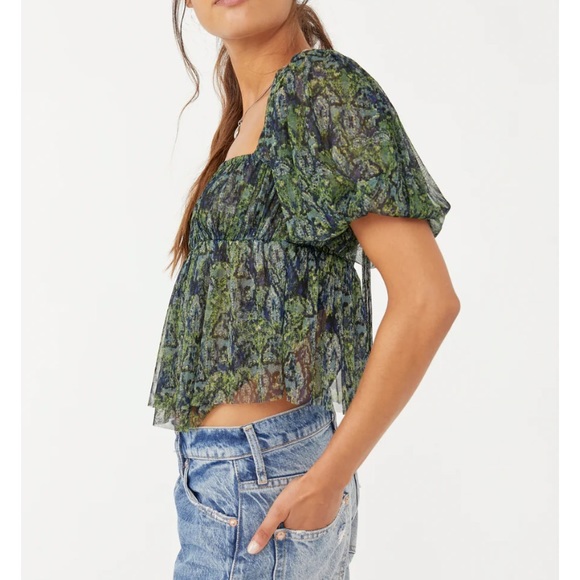 Free people green Penelope top size XL brand new no tags - Picture 3 of 8